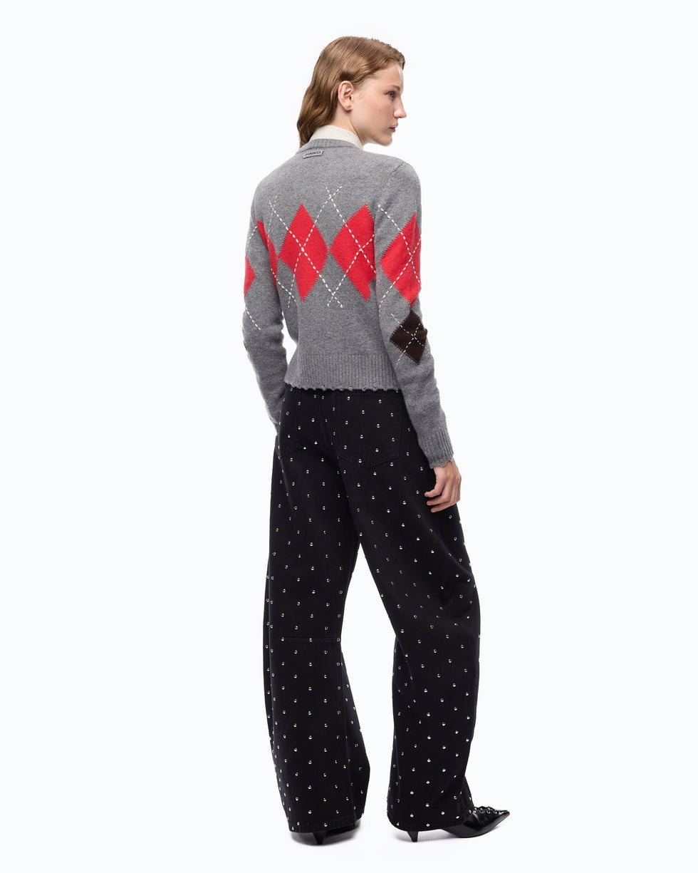 PINKO Cardigan girocollo in lana e cashmere a rombi<BR/> 107284A3IE IL1 PINKO
