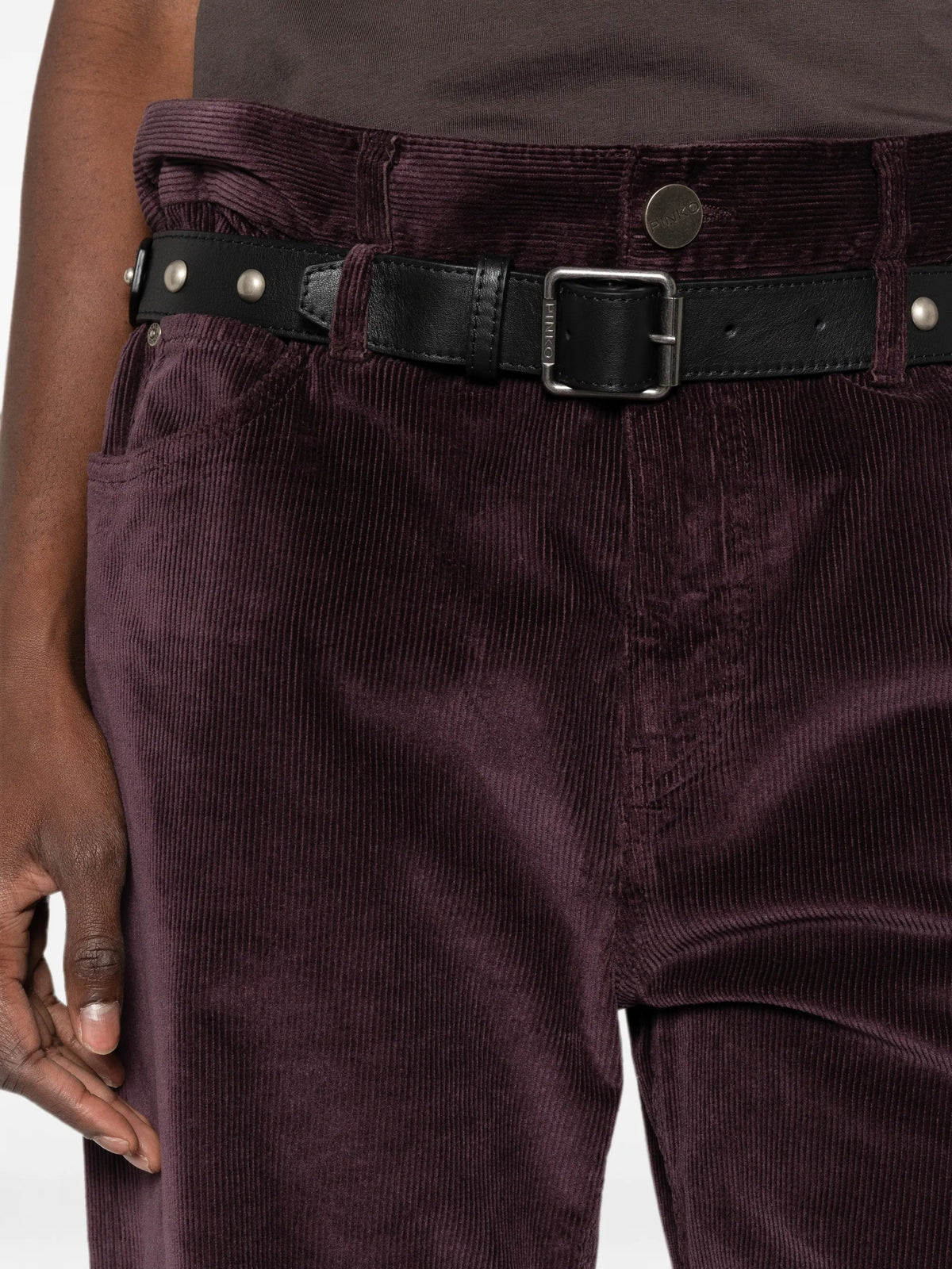 Pantalone Cropped in velluto con cintura cyntia 107418A3HF RR7 PINKO