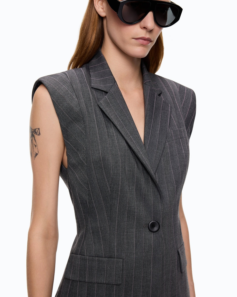 Gilet gessato in misto lana genista 107428A3FF IN4 PINKO