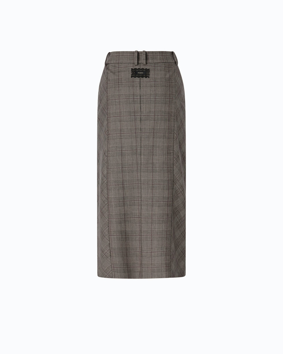 Gonna longuette in lana check galega 107448A3FF CYZ PINKO