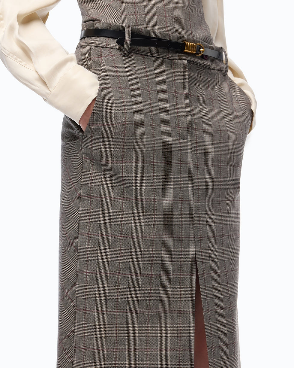 Gonna longuette in lana check galega 107448A3FF CYZ PINKO