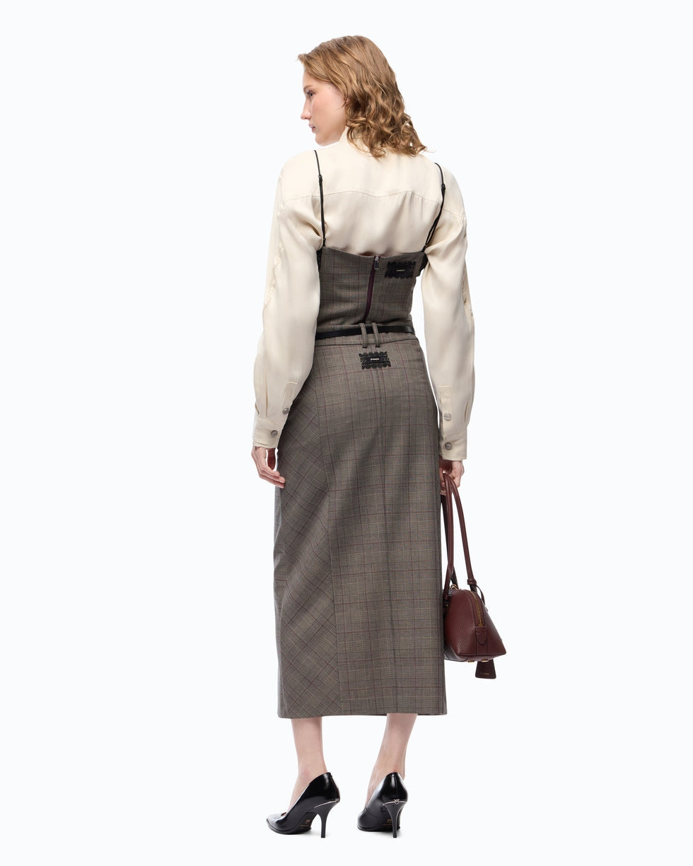 Gonna longuette in lana check galega 107448A3FF CYZ PINKO