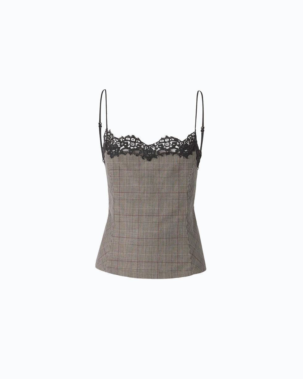 Top a quadri con pizzo telipogon 107472A3FF CYZ PINKO