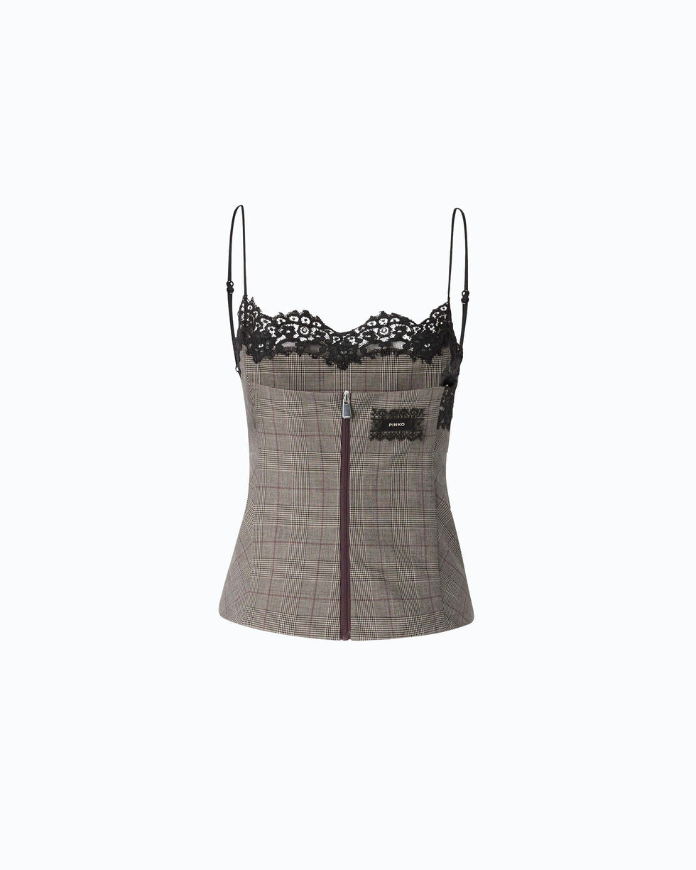 Top a quadri con pizzo telipogon 107472A3FF CYZ PINKO