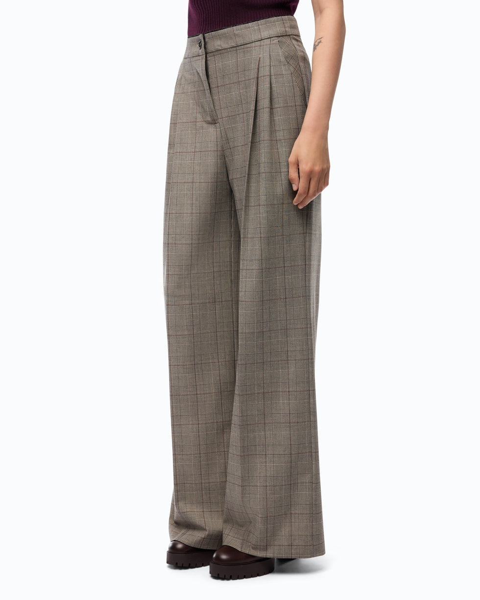 Pantaloni ampi a quadri plumeria 107476A3FF CYZ PINKO