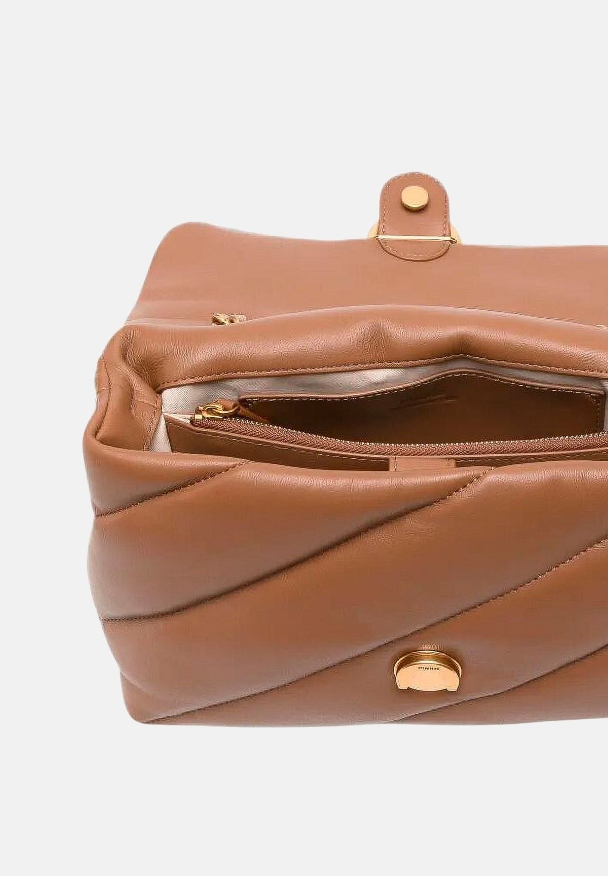 PINKO Borsa a tracolla Love Puff Classic marrone cognac per donna con trapuntatura chevron 107616A0F2 M37Q PINKO