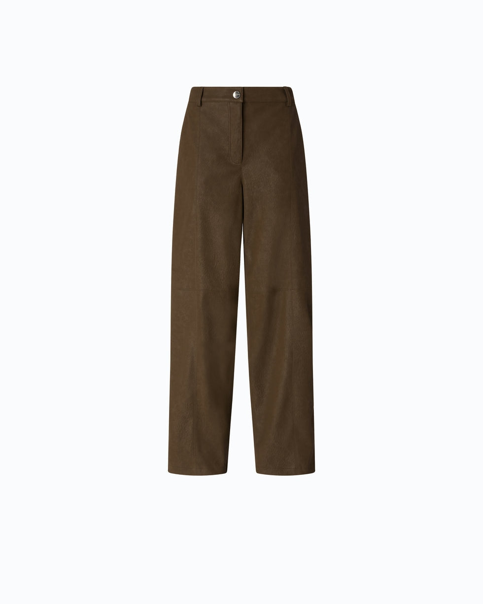 Pantaloni straight effetto pelle nabuk barolo 107710A3MD X51 PINKO
