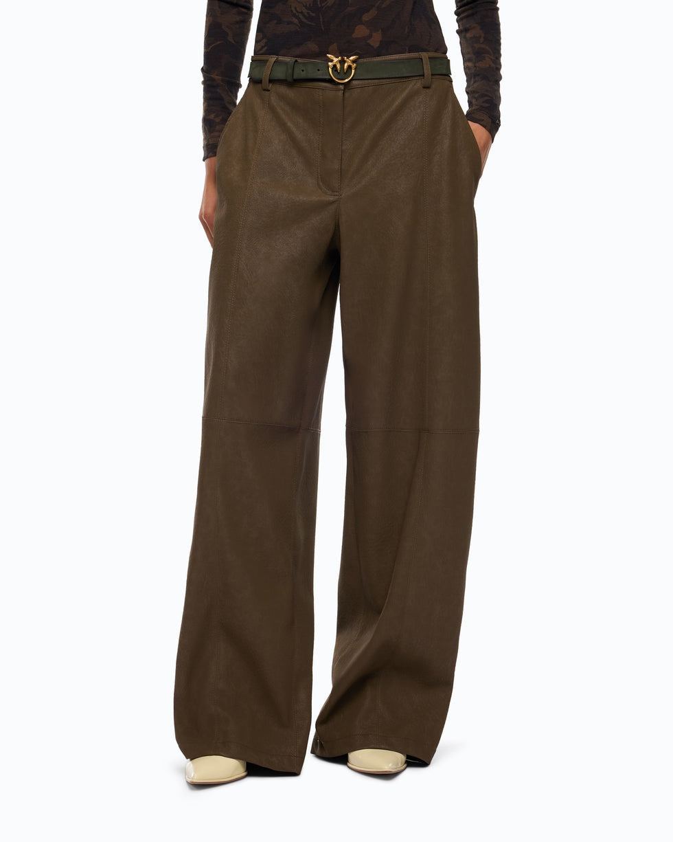 Pantaloni straight effetto pelle nabuk barolo 107710A3MD X51 PINKO