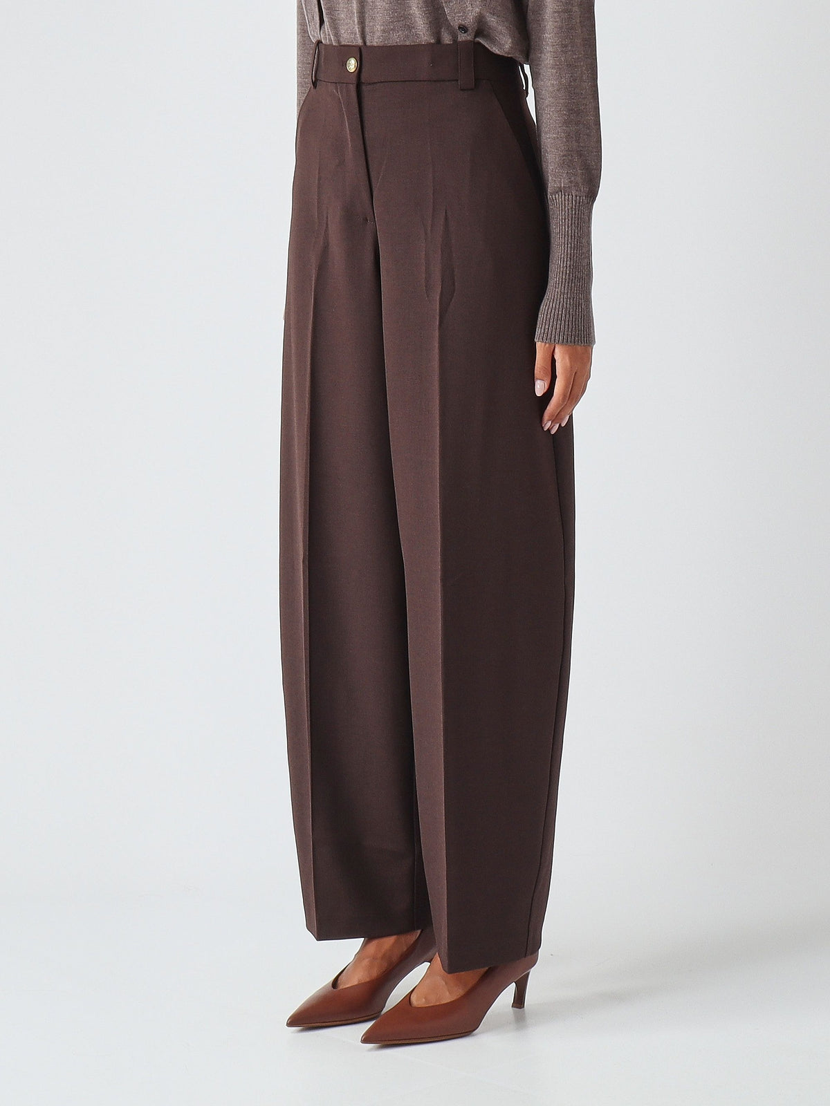 PANTALONI BARREL FIT IN MISTO LANA BALBINO PINKO 107712A3MS M04 PINKO