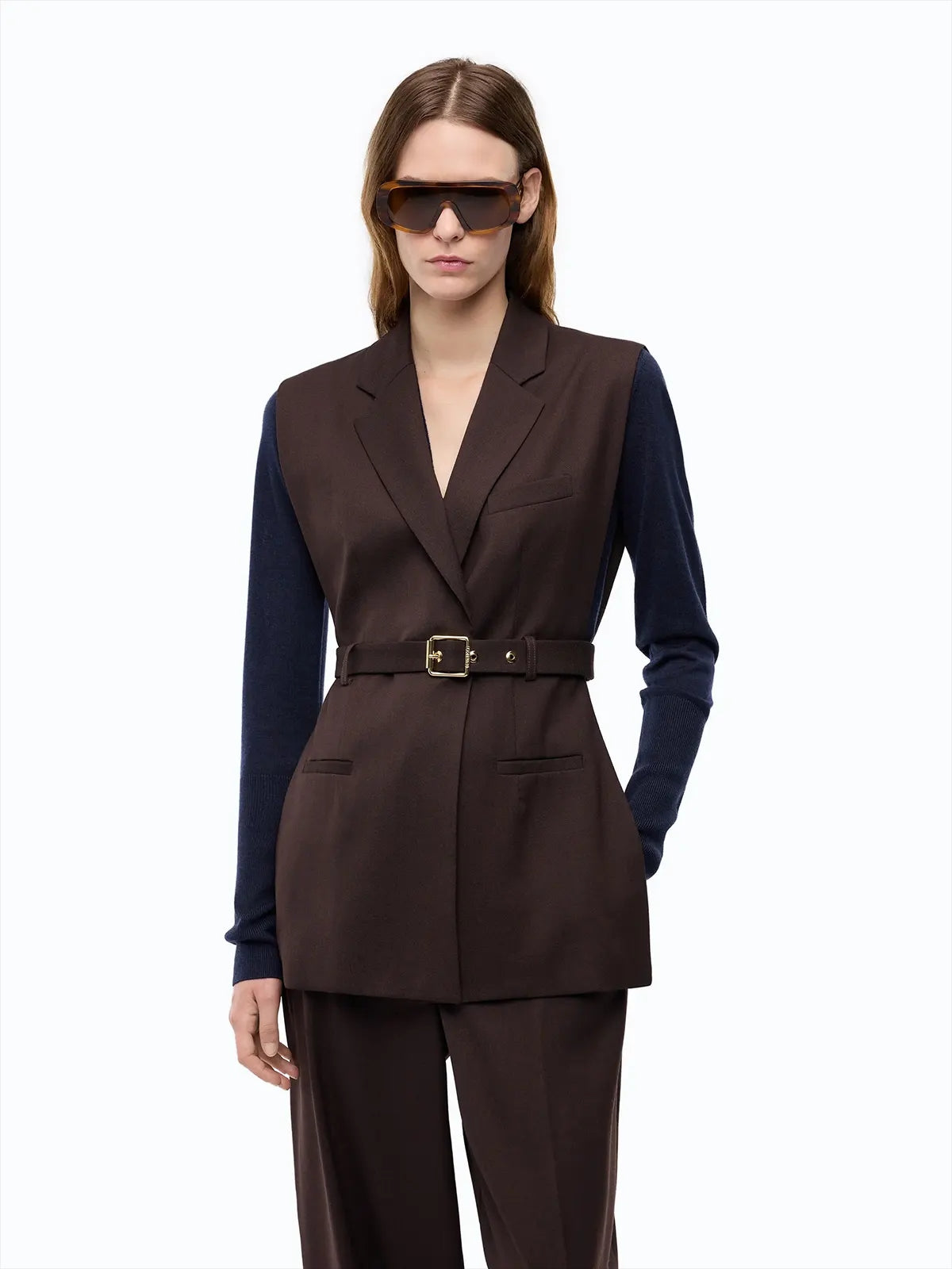GIACCA GILET APERTA AI LATI CON CINTURA NARAQUS PINKO 107727A3MS M04 PINKO