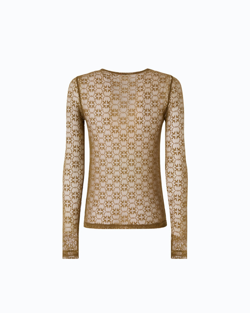 Maglia in pizzo stretch con motivo logo Love Birds rover 107737A3MK X24 PINKO