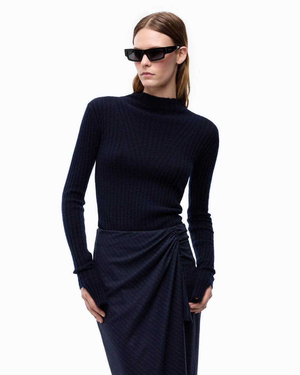Abito midi in lana con gonna gessata dianella 107795A3MC EI1 PINKO
