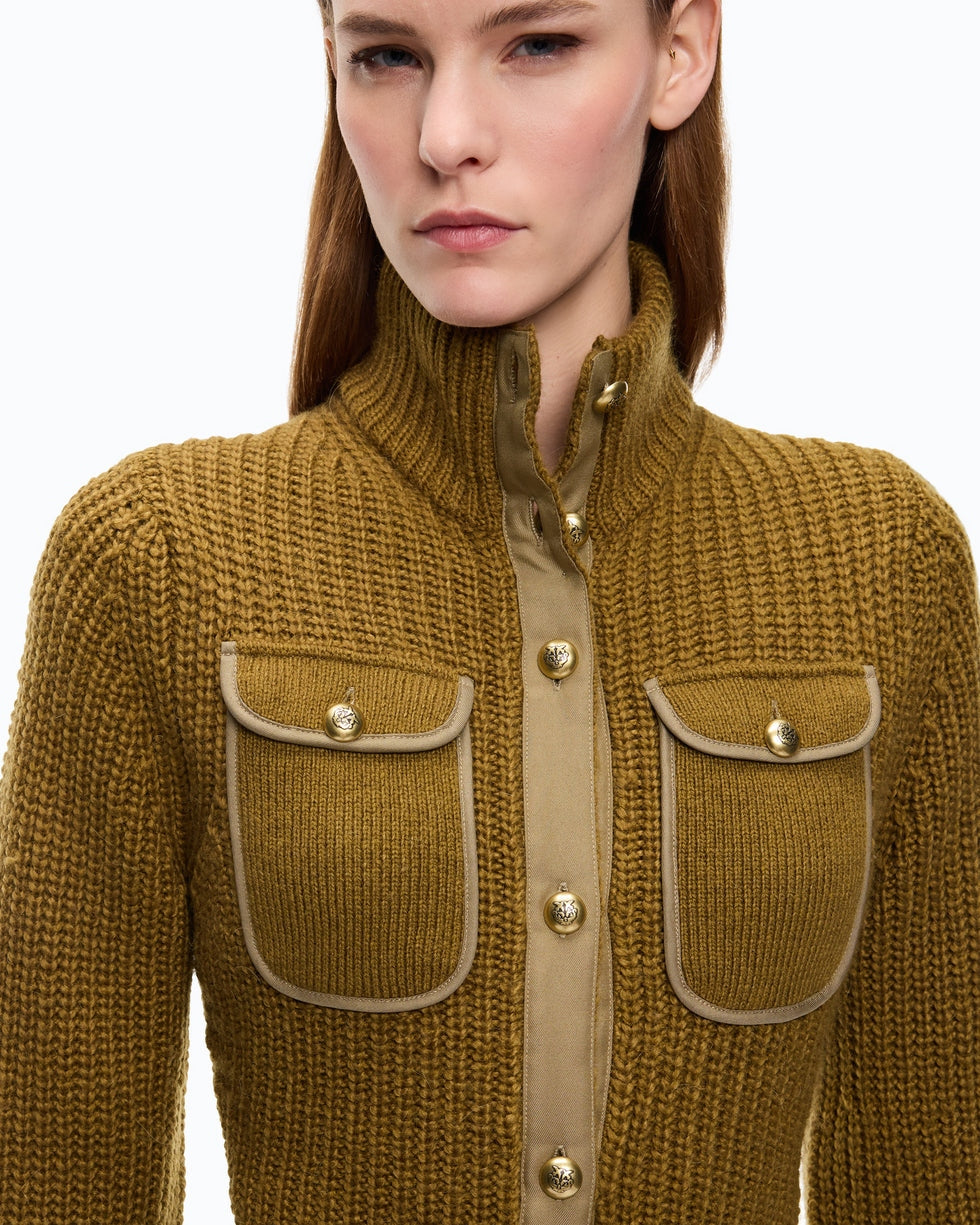 Cardigan a coste con tasche pispiglio 107802A3OH V63 PINKO