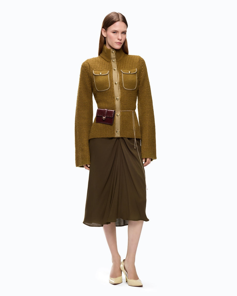 Cardigan a coste con tasche pispiglio 107802A3OH V63 PINKO