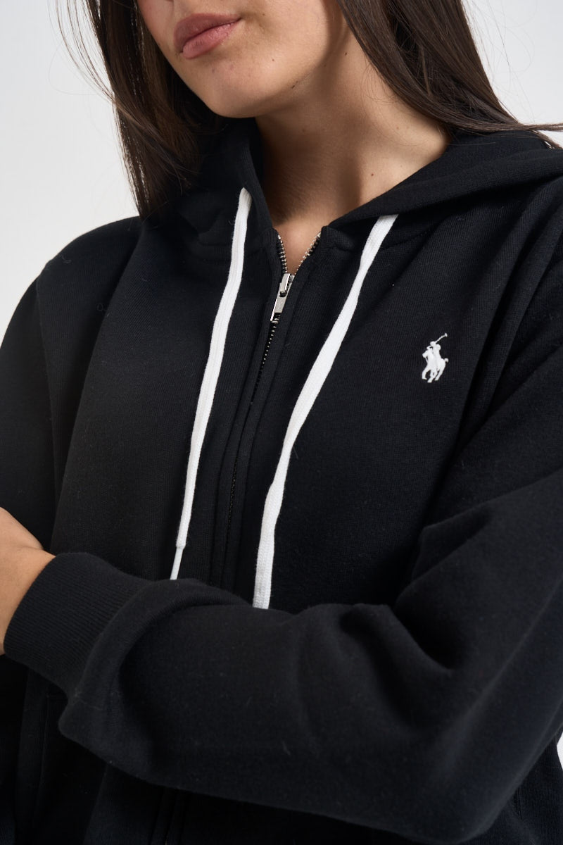 Felpa con cerniera e cappuccio in cotone da donna<BR/> 211971699 003 RALPH LAUREN