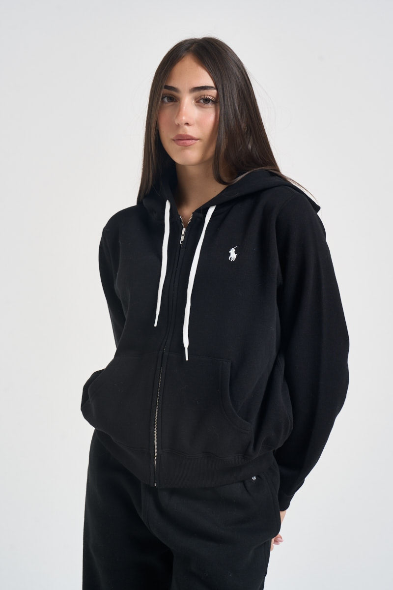 Felpa con cerniera e cappuccio in cotone da donna<BR/> 211971699 003 RALPH LAUREN