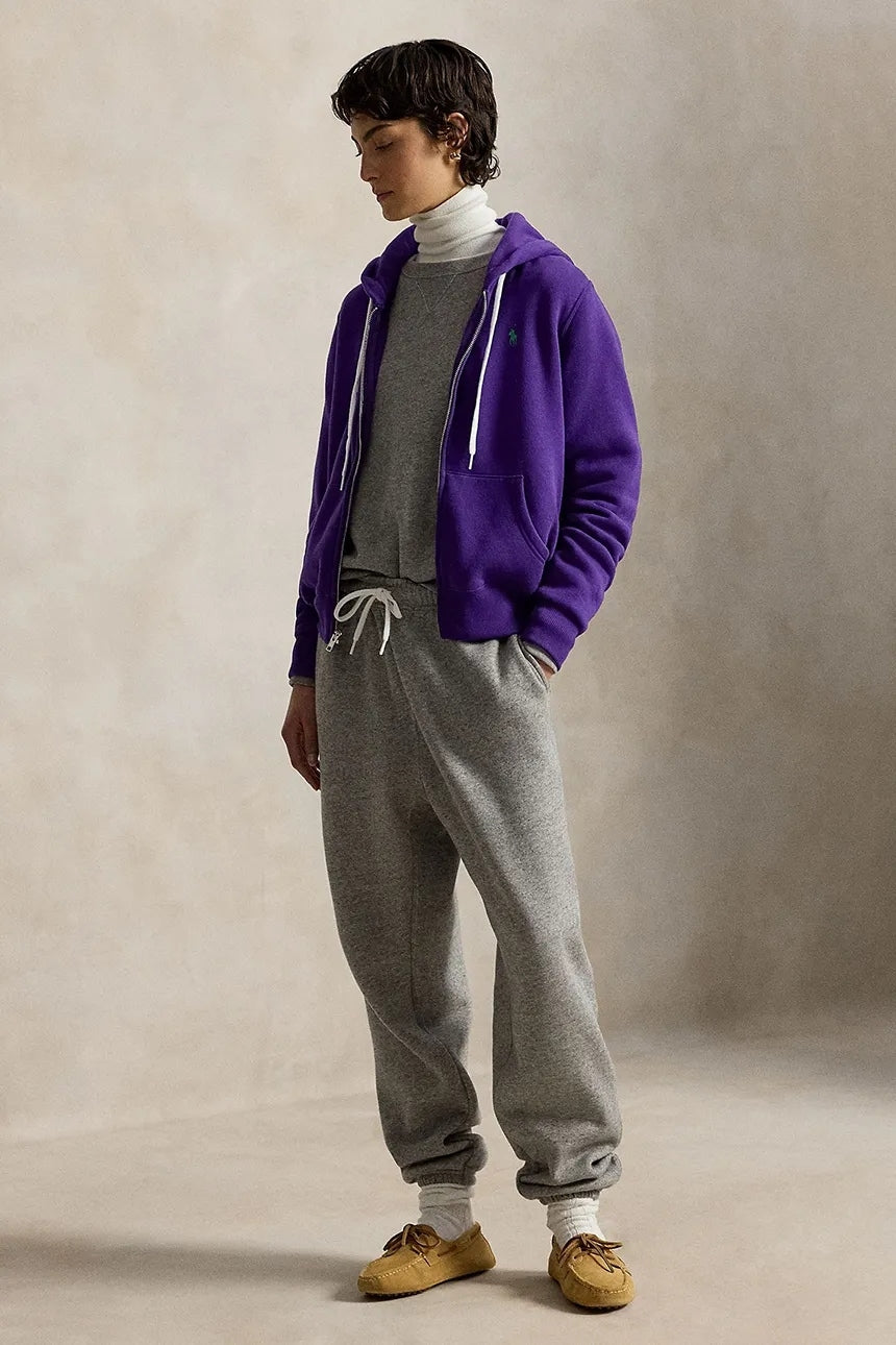 Felpa con cerniera e cappuccio in cotone da donna<BR/> 211971699 505 RALPH LAUREN