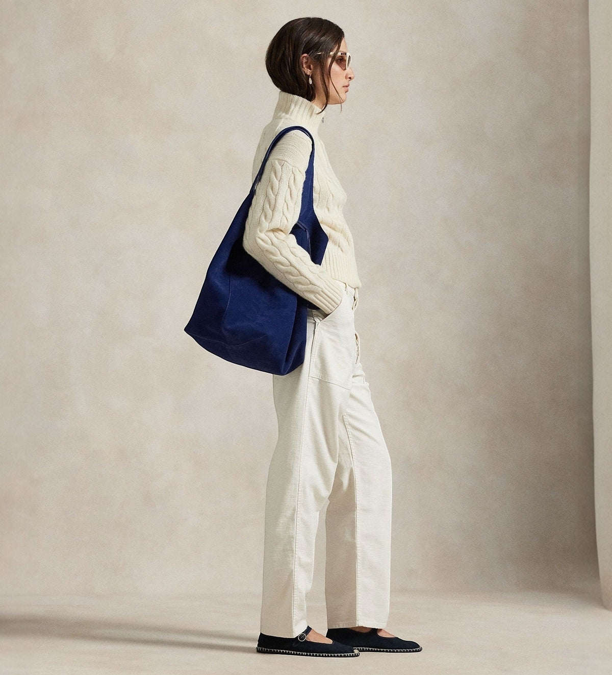 Maglia a Trecce in Lana con Mezza Zip Crema 211972130 003 RALPH LAUREN