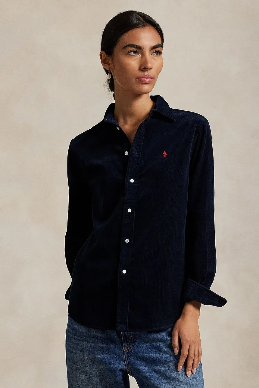 camicia donna in velluto a coste blu navy 211A93203 008 RALPH LAUREN