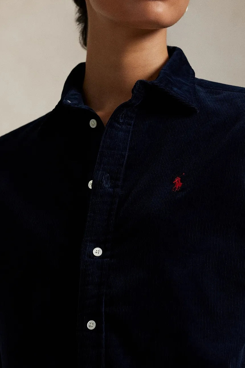 camicia donna in velluto a coste blu navy 211A93203 008 RALPH LAUREN