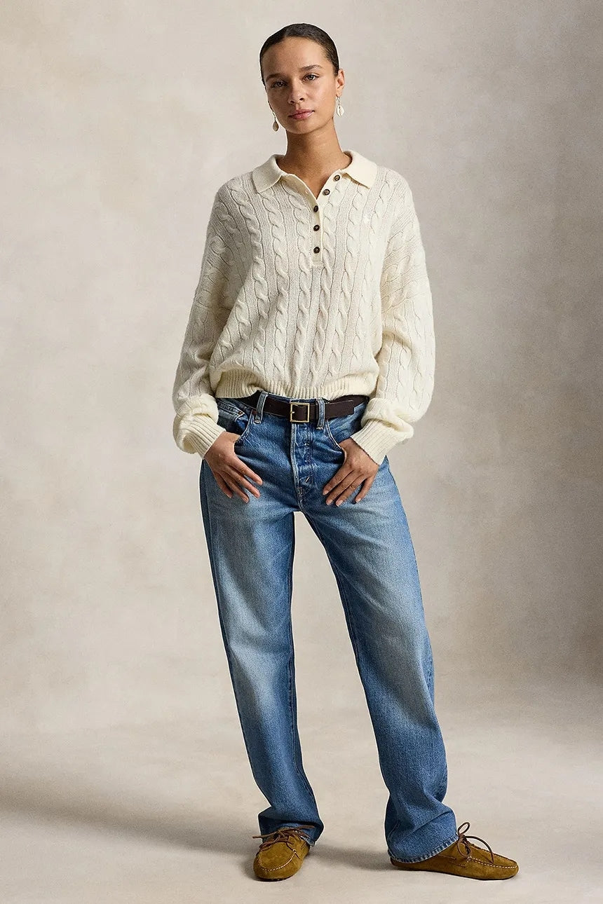 Maglione da donna in lana stile polo<BR/> 211B17767 007 RALPH LAUREN