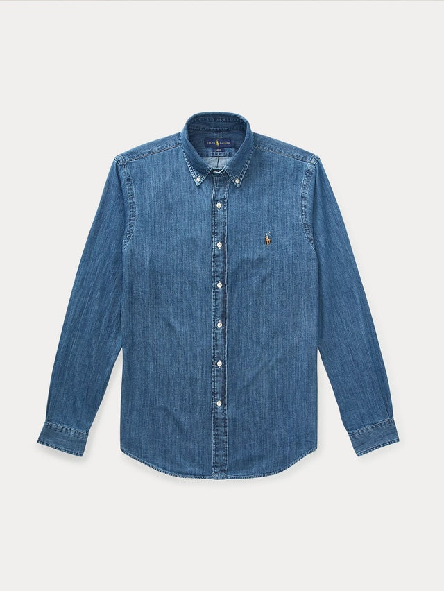 Camicia in Denim Slim Fit Blu<BR/> 710548539 001 RALPH LAUREN