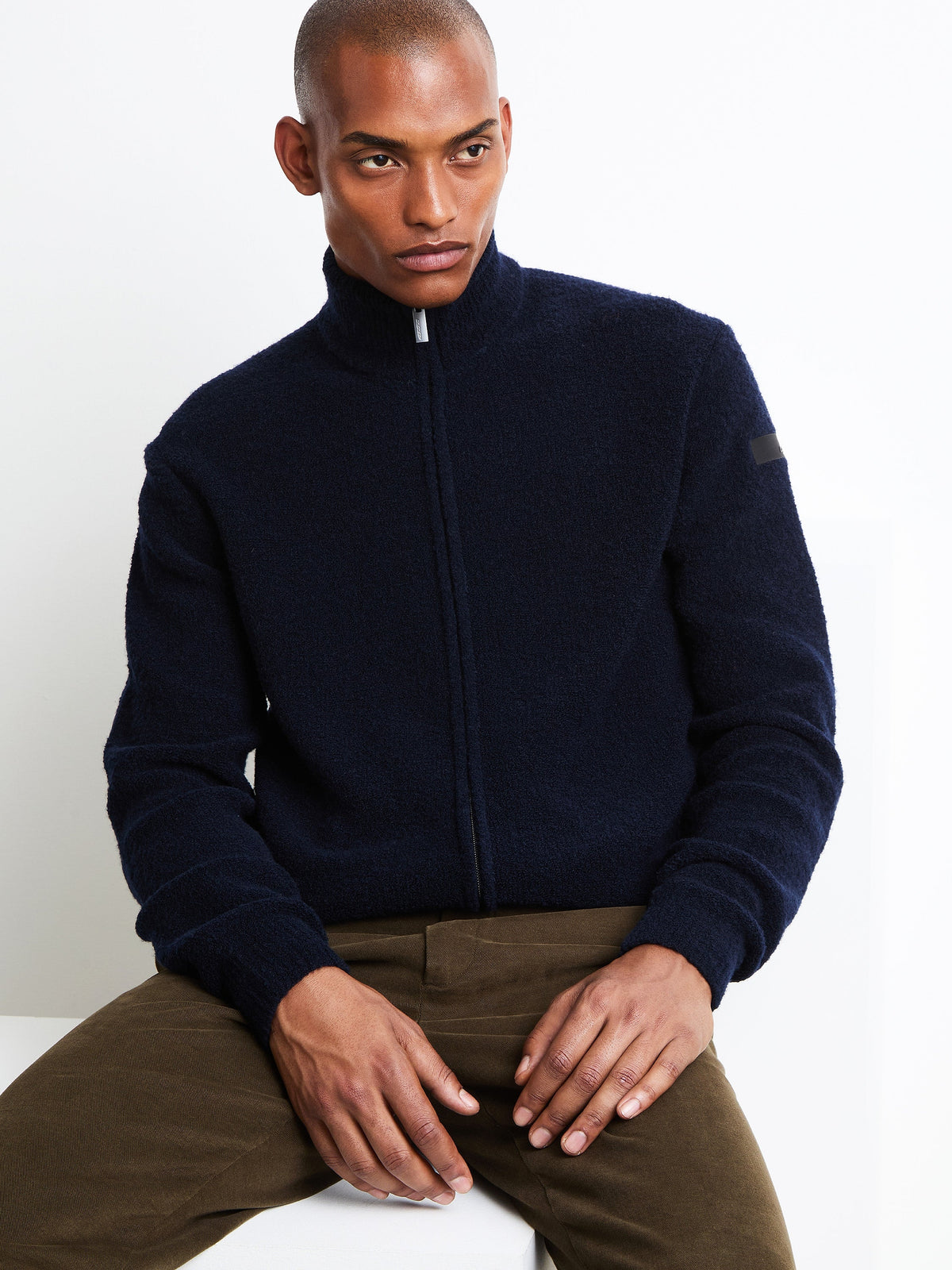 Bouclè Full Zip Knit<BR/> W26164 60 RRD