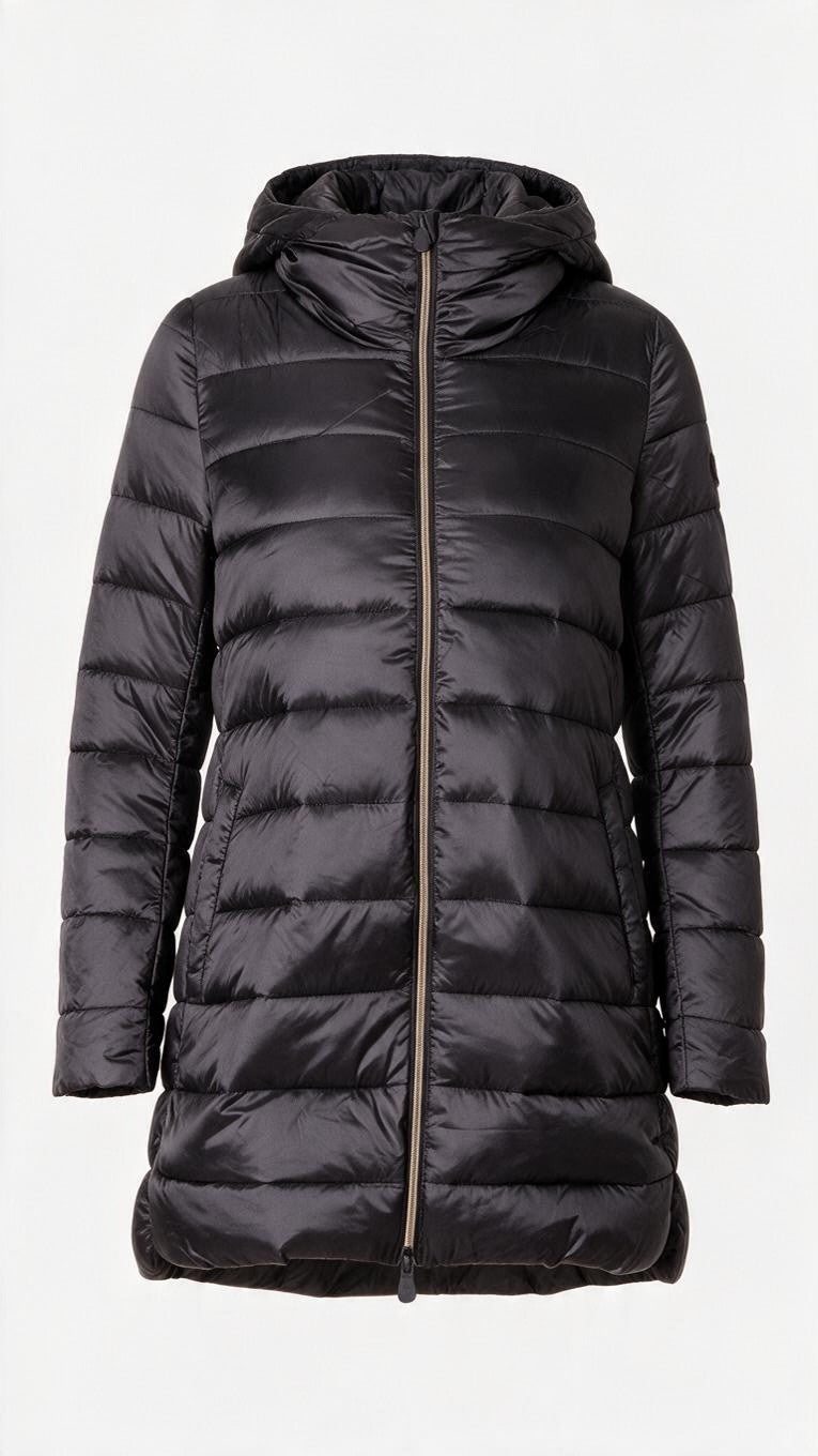 SAVE THE DUCK - PIUMINO DONNA MORO CON INSERTO IN ECOPELLICCIA<BR/> D40280W 40009 SAVE THE DUCK