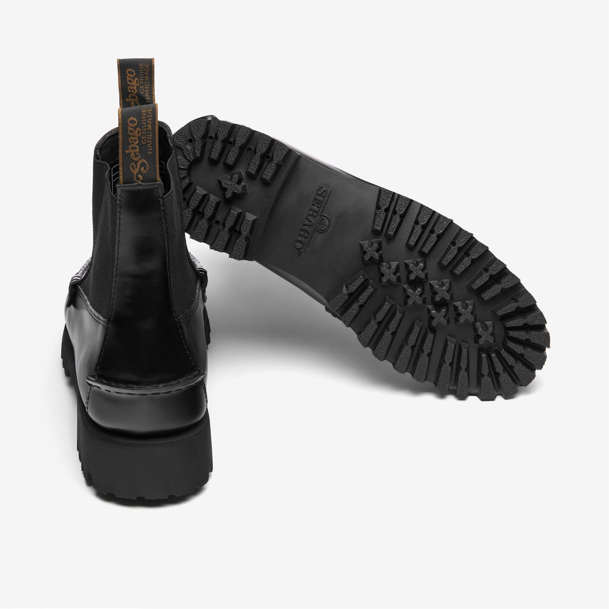 CALLIOPE LUG WOMAN<BR/>Stivaletto Chelsea Sebago con suola carrarmato in pelle nero da donna 72124CW BLACK SEBAGO