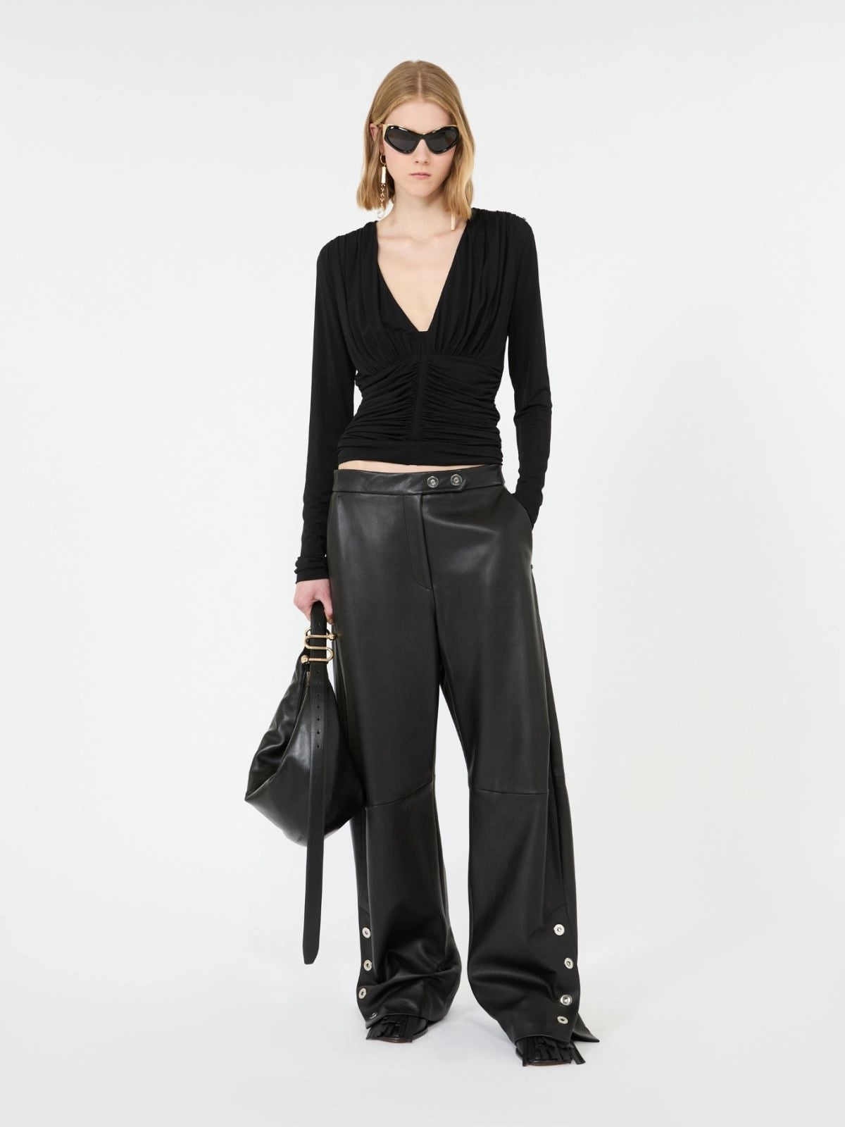 SPORTMAX<BR/>Top a maniche lunghe in jersey di viscosa - Nero SPXBEATO 003 SPORTMAX