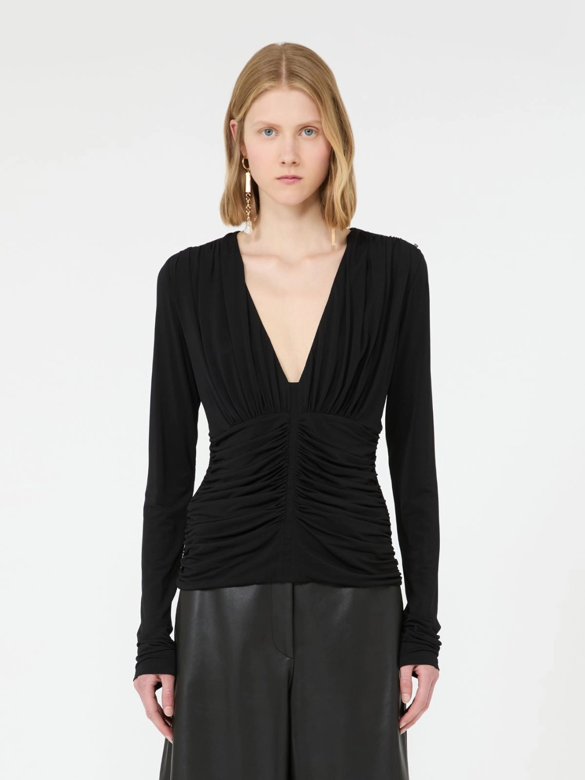 SPORTMAX<BR/>Top a maniche lunghe in jersey di viscosa - Nero SPXBEATO 003 SPORTMAX