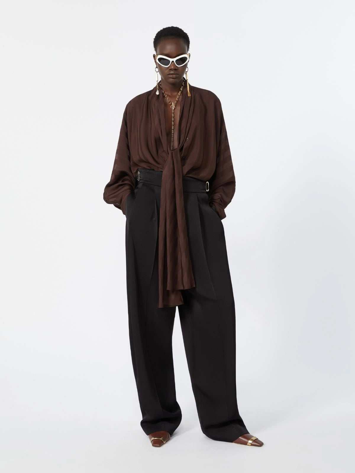 SPORTMAX<BR/>Camicia over a kimono - Cioccolato SPXCORSARO 003 SPORTMAX