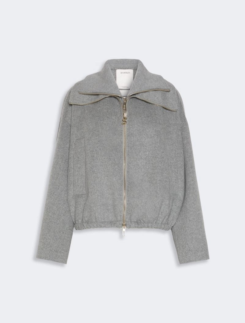 Bomber in pura lana con davantino rimovibile - grigio medio SPXEMIRO 022 SPORTMAX