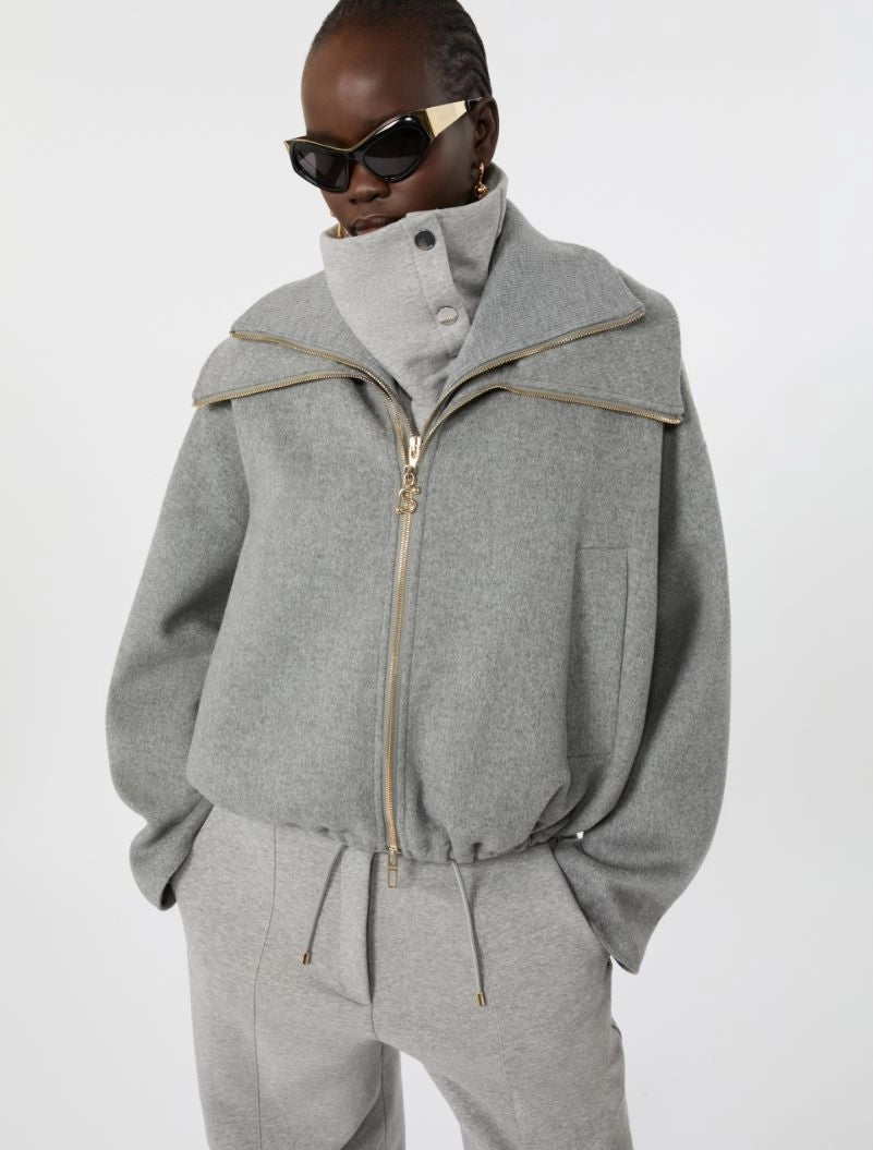 Bomber in pura lana con davantino rimovibile - grigio medio SPXEMIRO 022 SPORTMAX