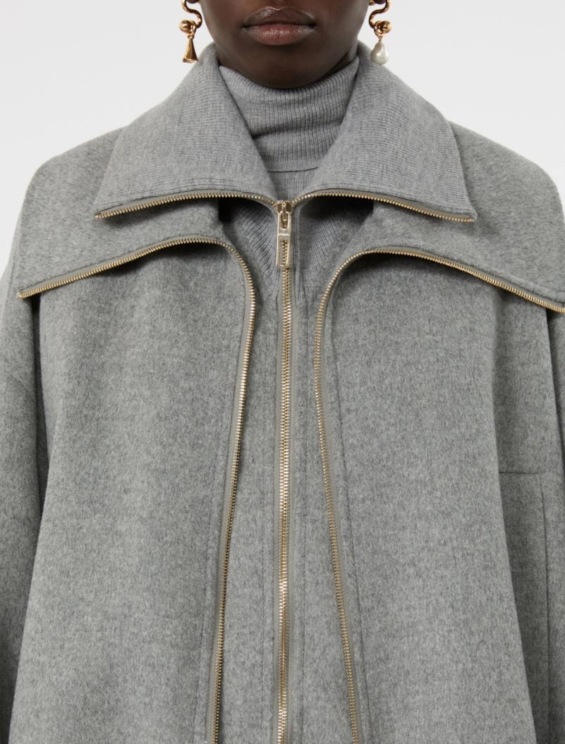 Bomber in pura lana con davantino rimovibile - grigio medio SPXEMIRO 022 SPORTMAX