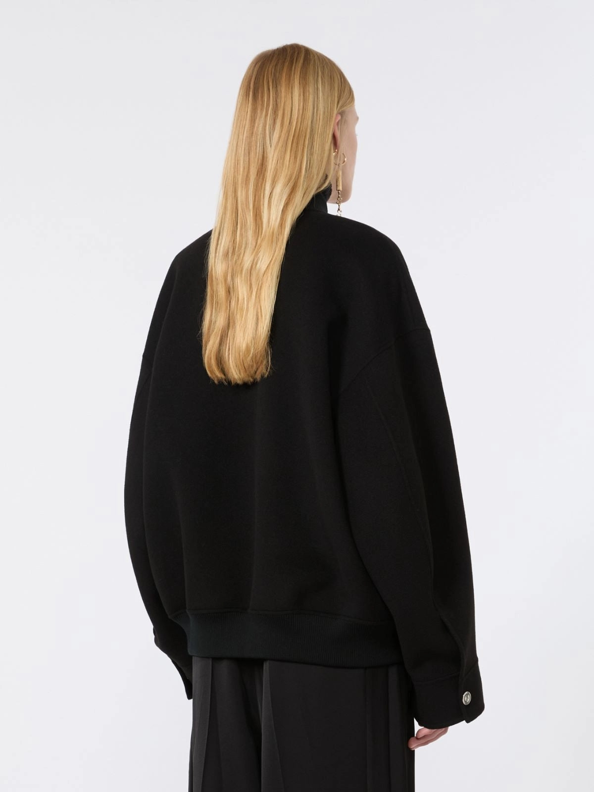 SPORTMAX<BR/>Bomber in double di pura lana - Nero SPXONDATA 013 SPORTMAX