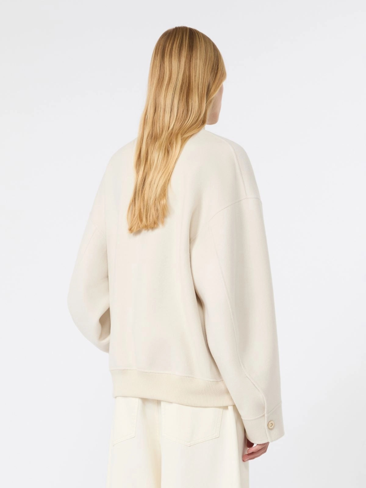 SPORTMAX<BR/>Bomber in double di pura lana - Bianco SPXONDATA 018 SPORTMAX