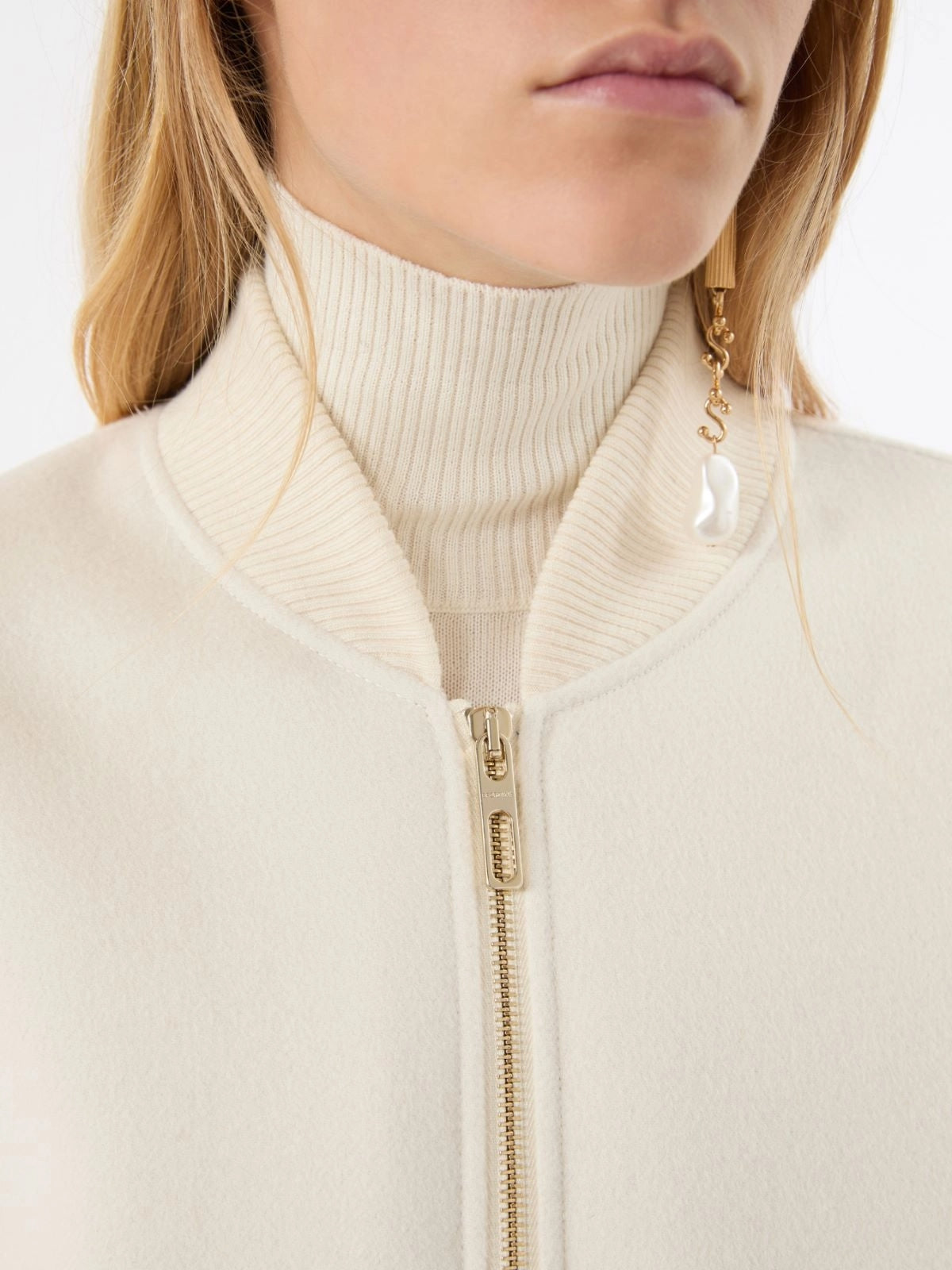 SPORTMAX<BR/>Bomber in double di pura lana - Bianco SPXONDATA 018 SPORTMAX