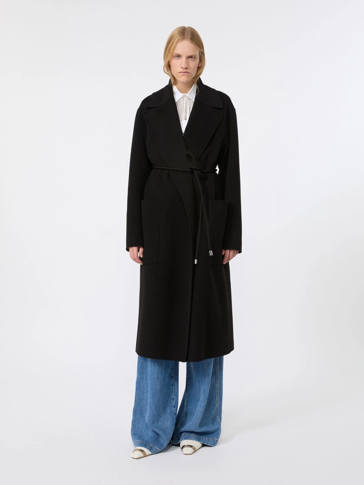 SPORTMAX<BR/>Cappotto oversize in double di lana - Nero SPXZANNATA 013 SPORTMAX