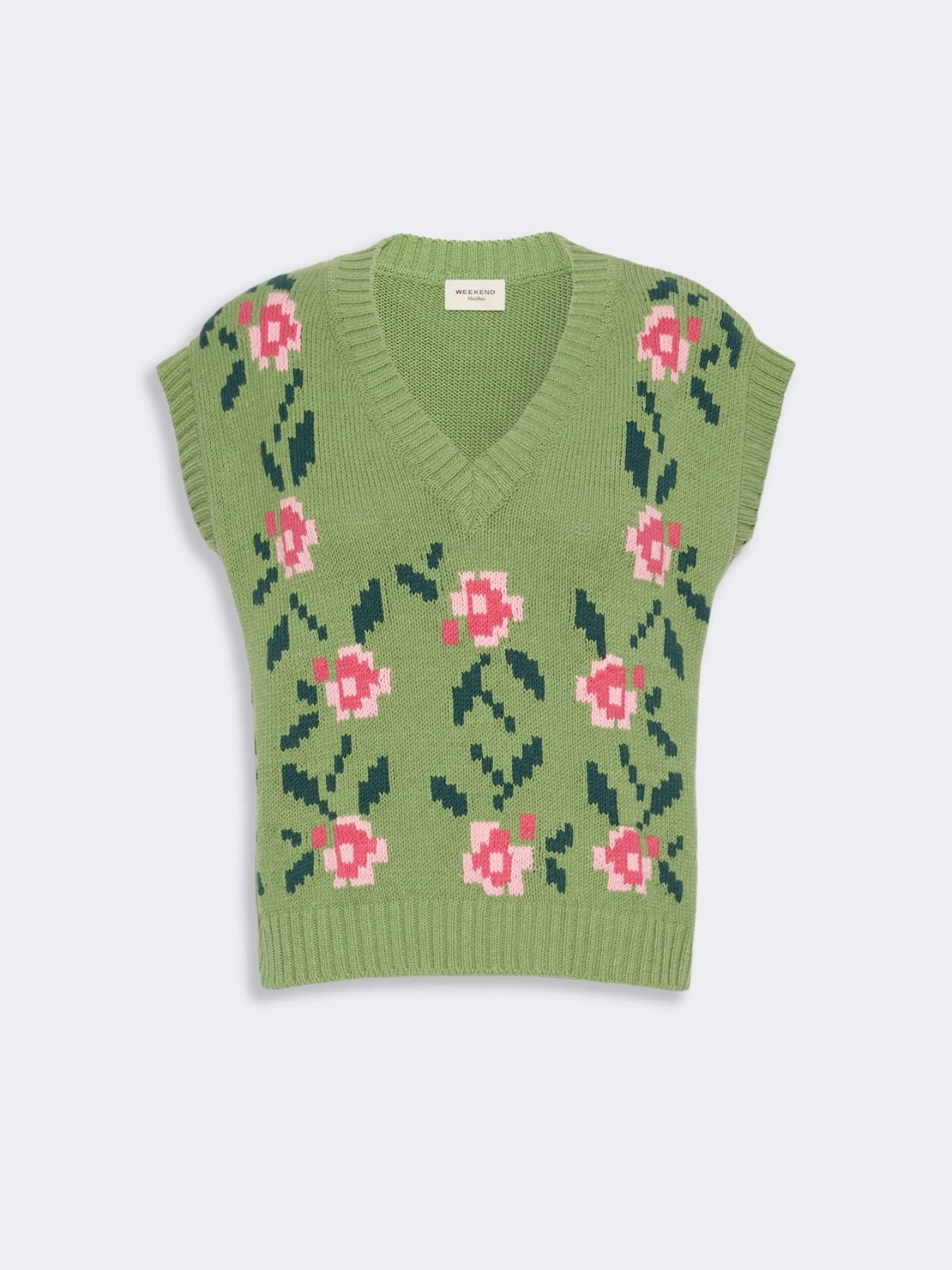 WEEKEND Gilet in misto cotone intarsiato - VERDE WKDALAMARO 010 WEEKEND