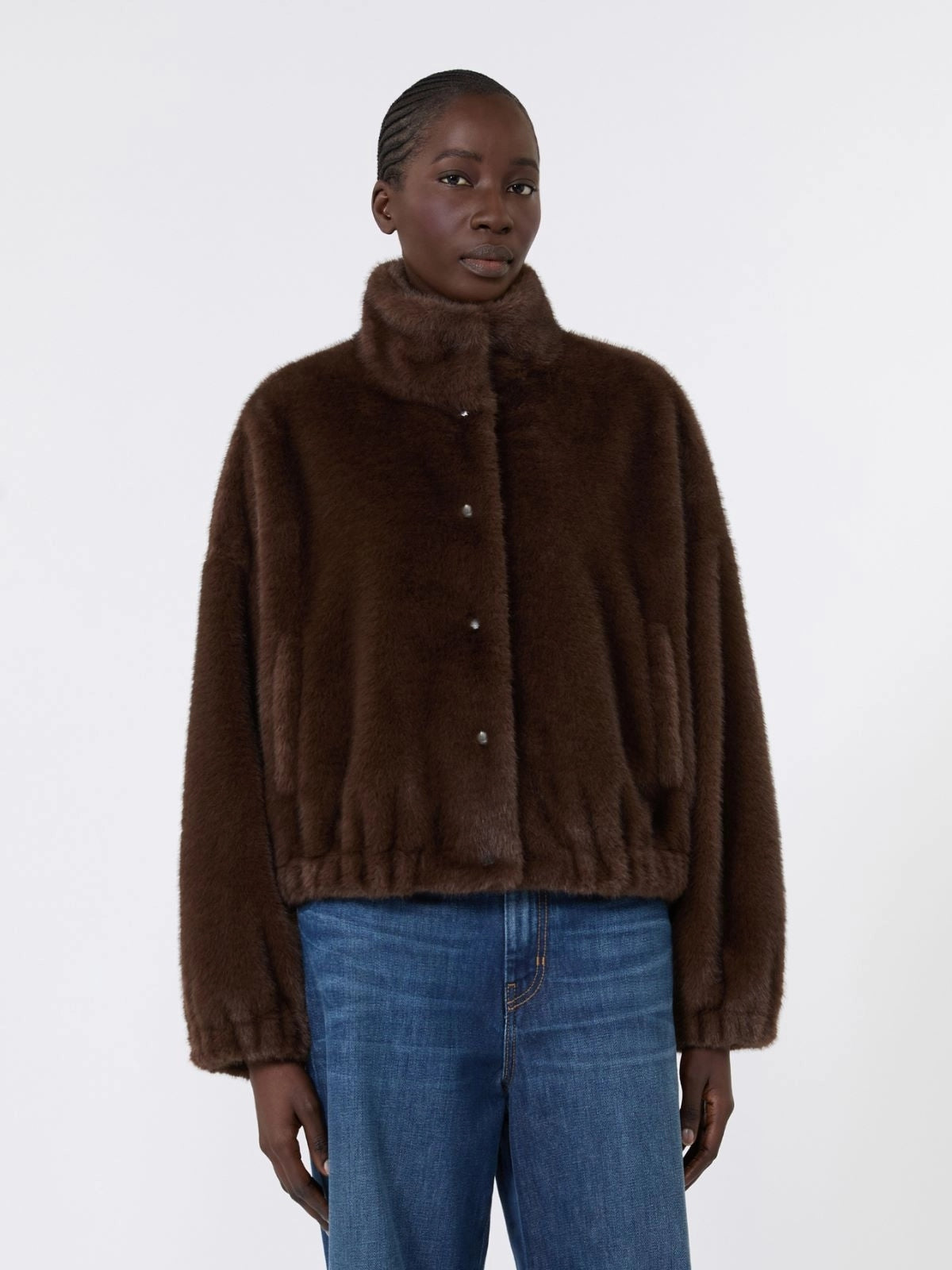 Giacca corta dalla texture soffice - MARRONE<BR/> WKDANEMONE 001 WEEKEND
