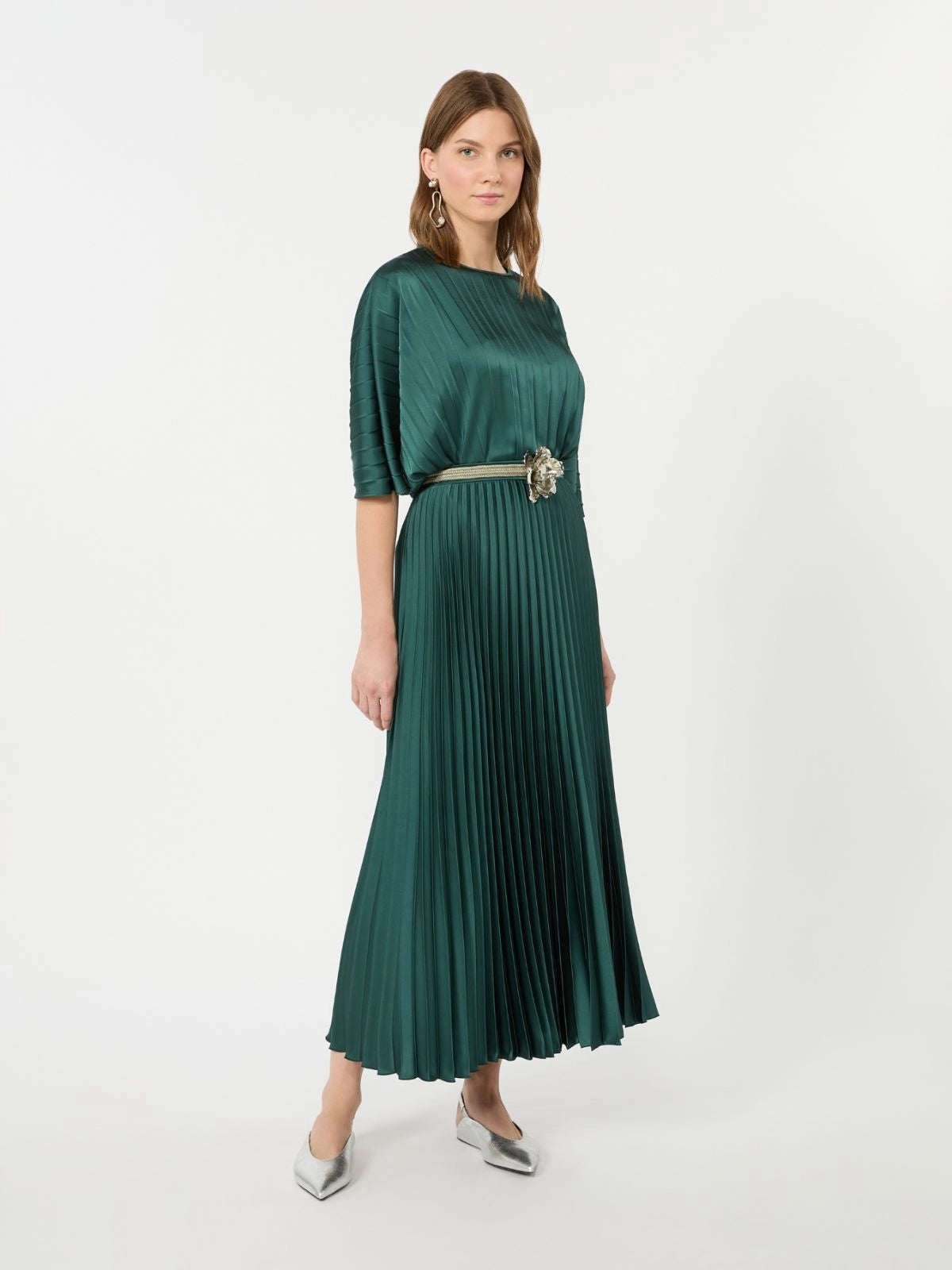 Blusa ampia in raso plissé - VERDE SCURO WKDAUREO 011 WEEKEND