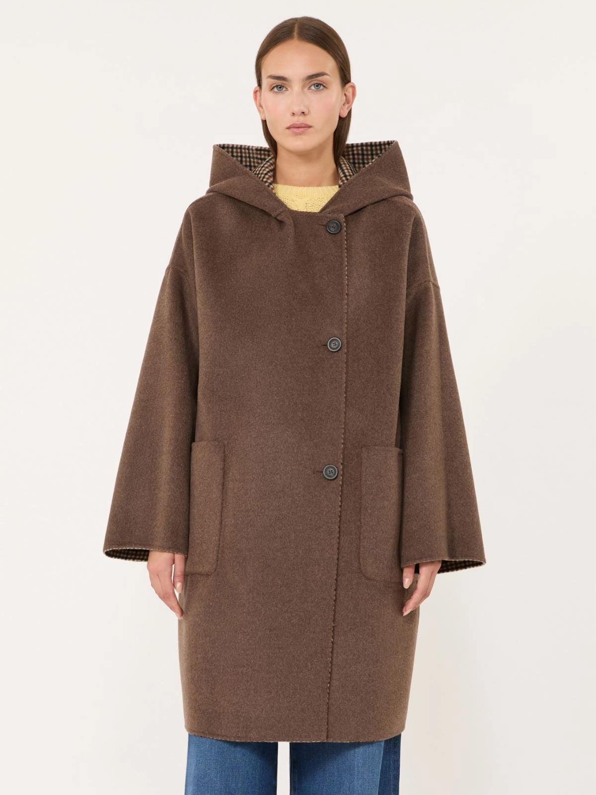 Cappotto in doppio drap di lana - MARRONE<BR/> WKDBALTA 001 WEEKEND