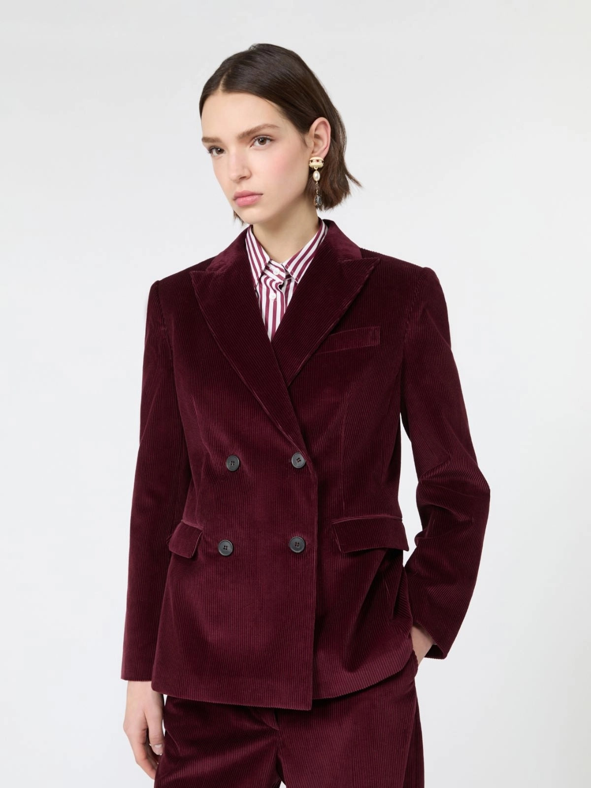 WEEKEND Blazer in velluto di cotone a costine - BORDEAUX<BR/> WKDKATANGA 006 WEEKEND