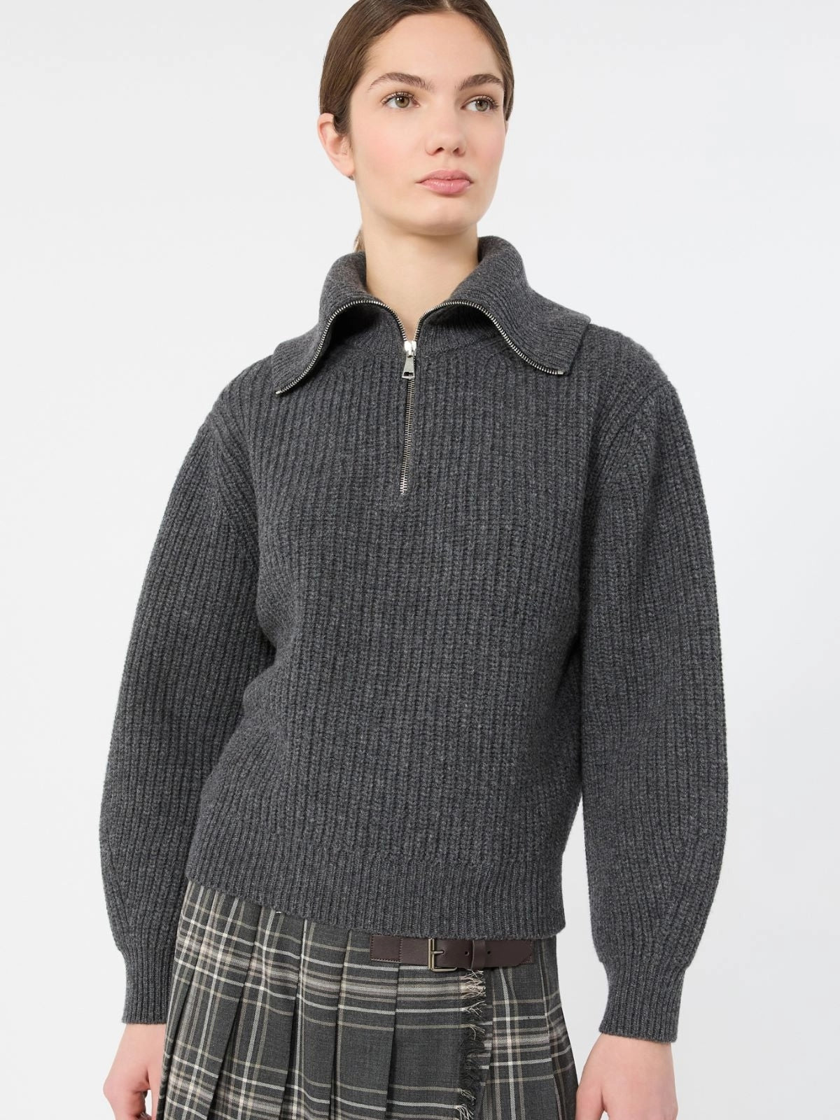 WEEKEND Dolcevita con zip in lana - ANTRACITE<BR/> WKDLASER 006 WEEKEND