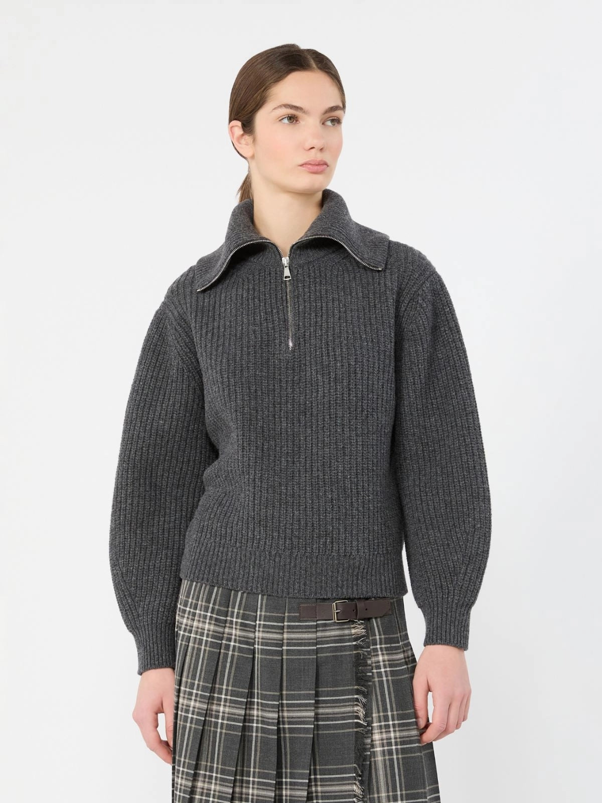 WEEKEND Dolcevita con zip in lana - ANTRACITE<BR/> WKDLASER 006 WEEKEND