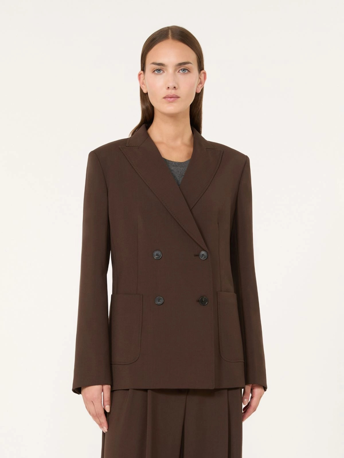 Blazer in tela di lana - MARRONE SCURO<BR/> WKDORNATI 013 WEEKEND