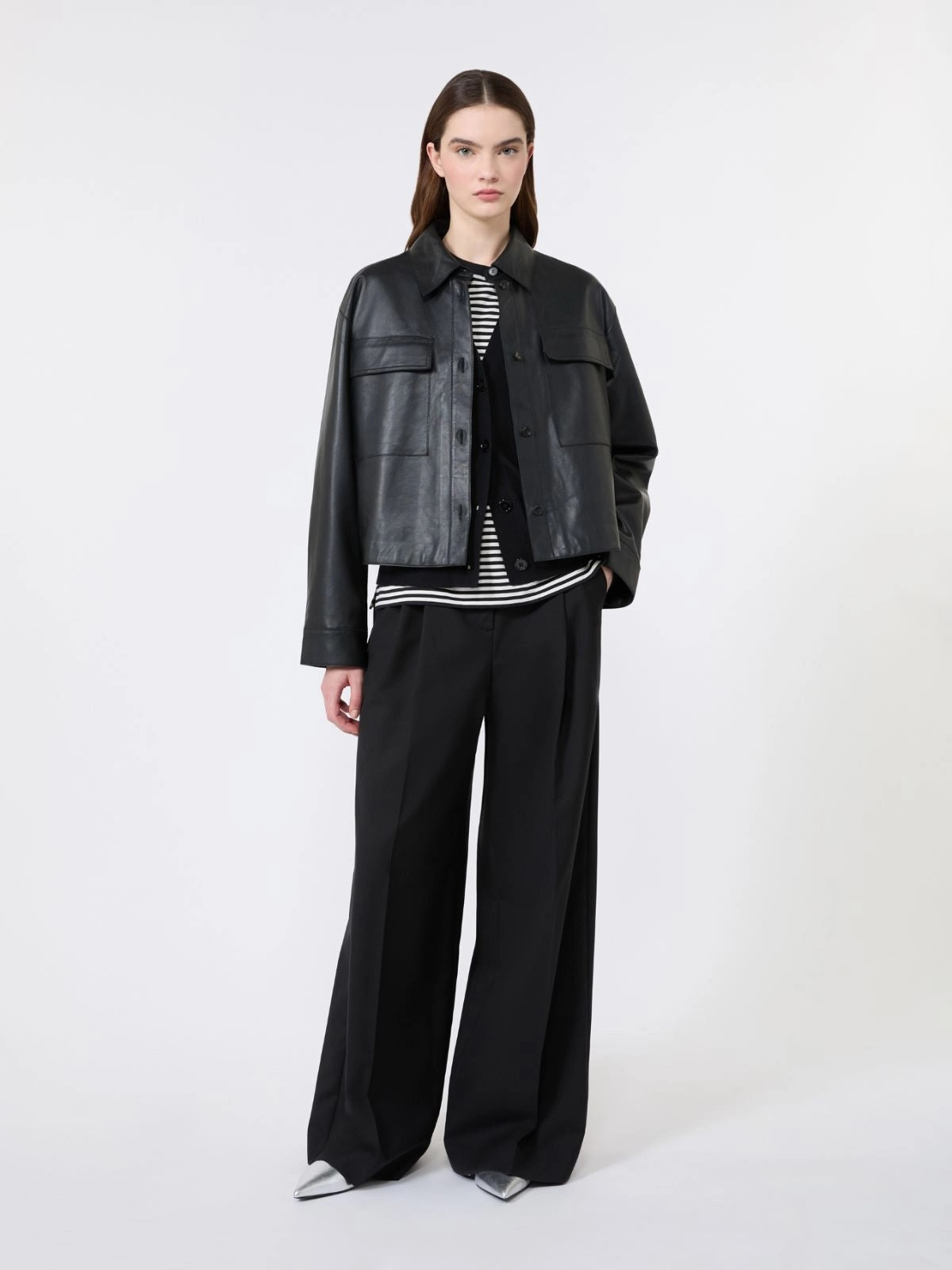 WEEKEND Pantalone wide leg in tela di lana - NERO WKDOVVIO 002 WEEKEND