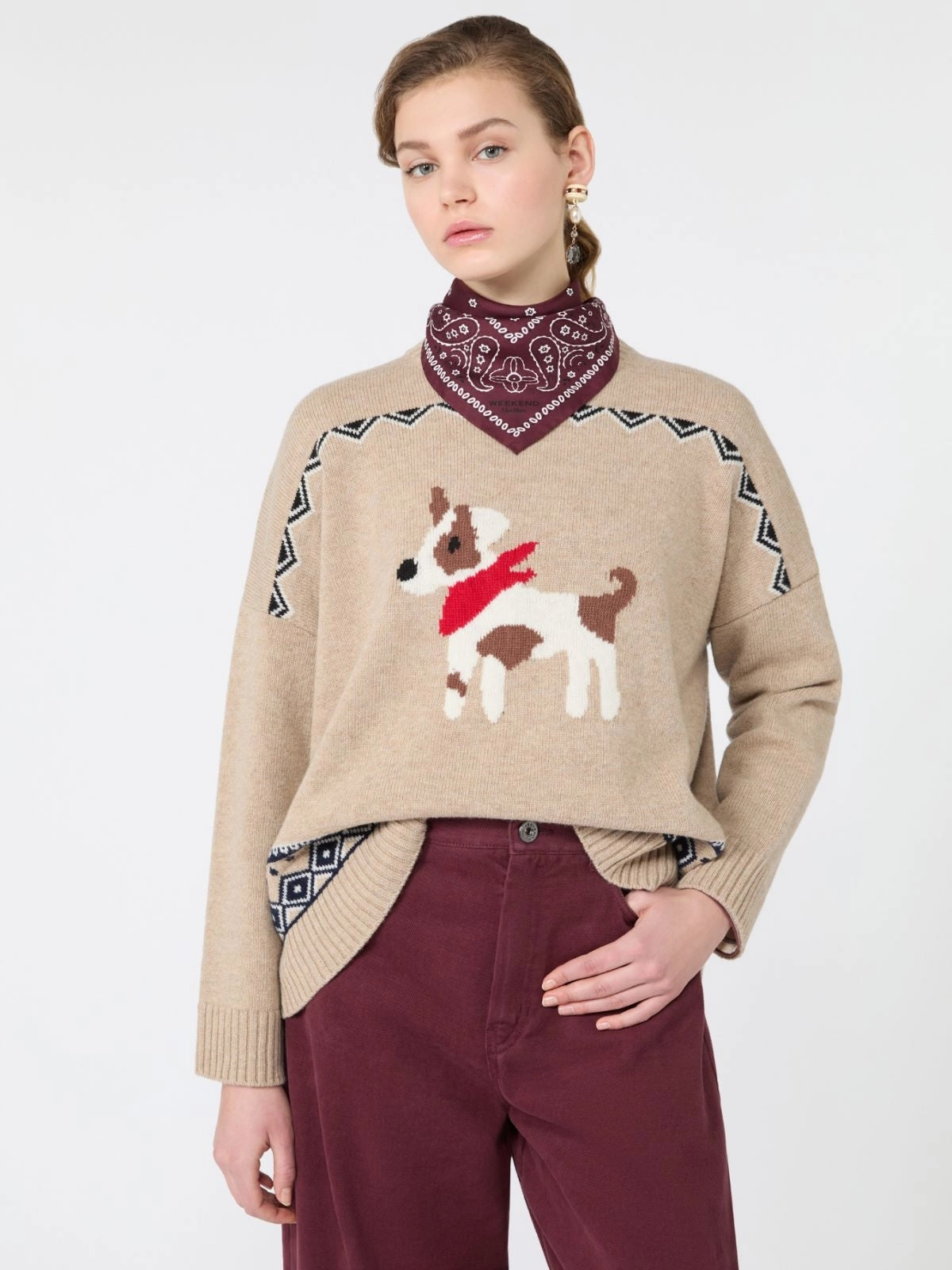 WEEKEND Maglia ampia in lana jacquard - SABBIA WKDPAVIDI 008 WEEKEND