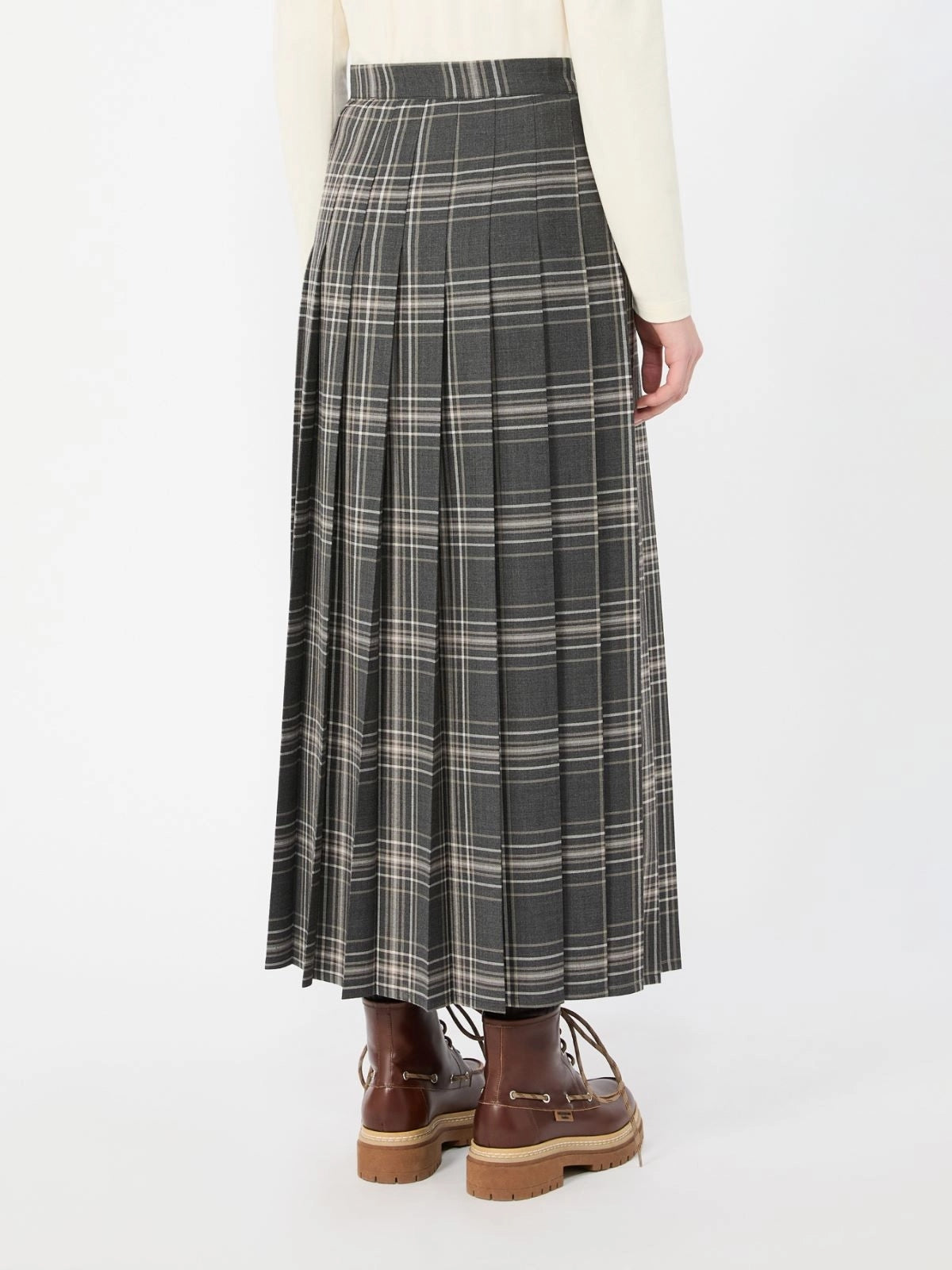 Gonna a pieghe in batavia di lana - ANTRACITE WKDPRISMA 001 WEEKEND